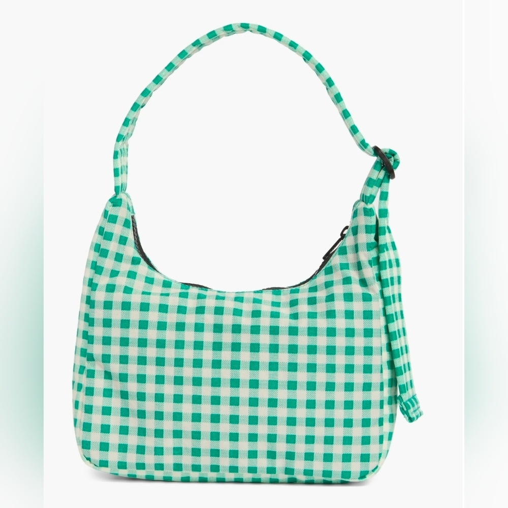 BAGGU Mini Nylon Shoulder Bag Green Gingham - Picture 3 of 7